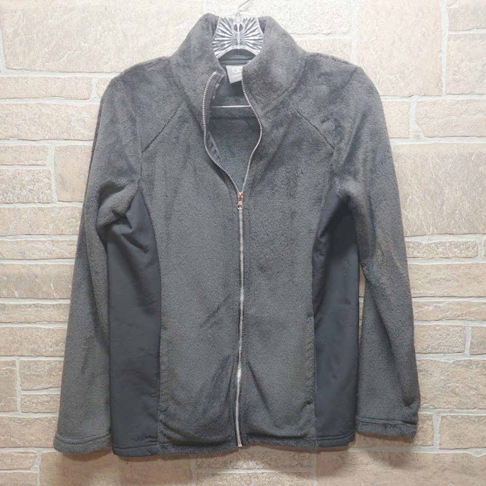 Daisy Fuentes Small zippered jacket dark drey plush